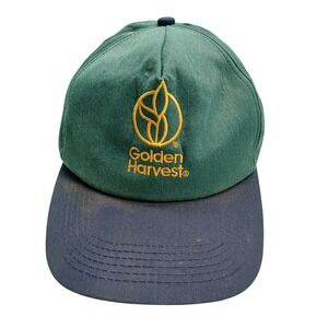 Golden Harvest Embroidered Logo Green Navy Baseball Cap Adjustable Strap